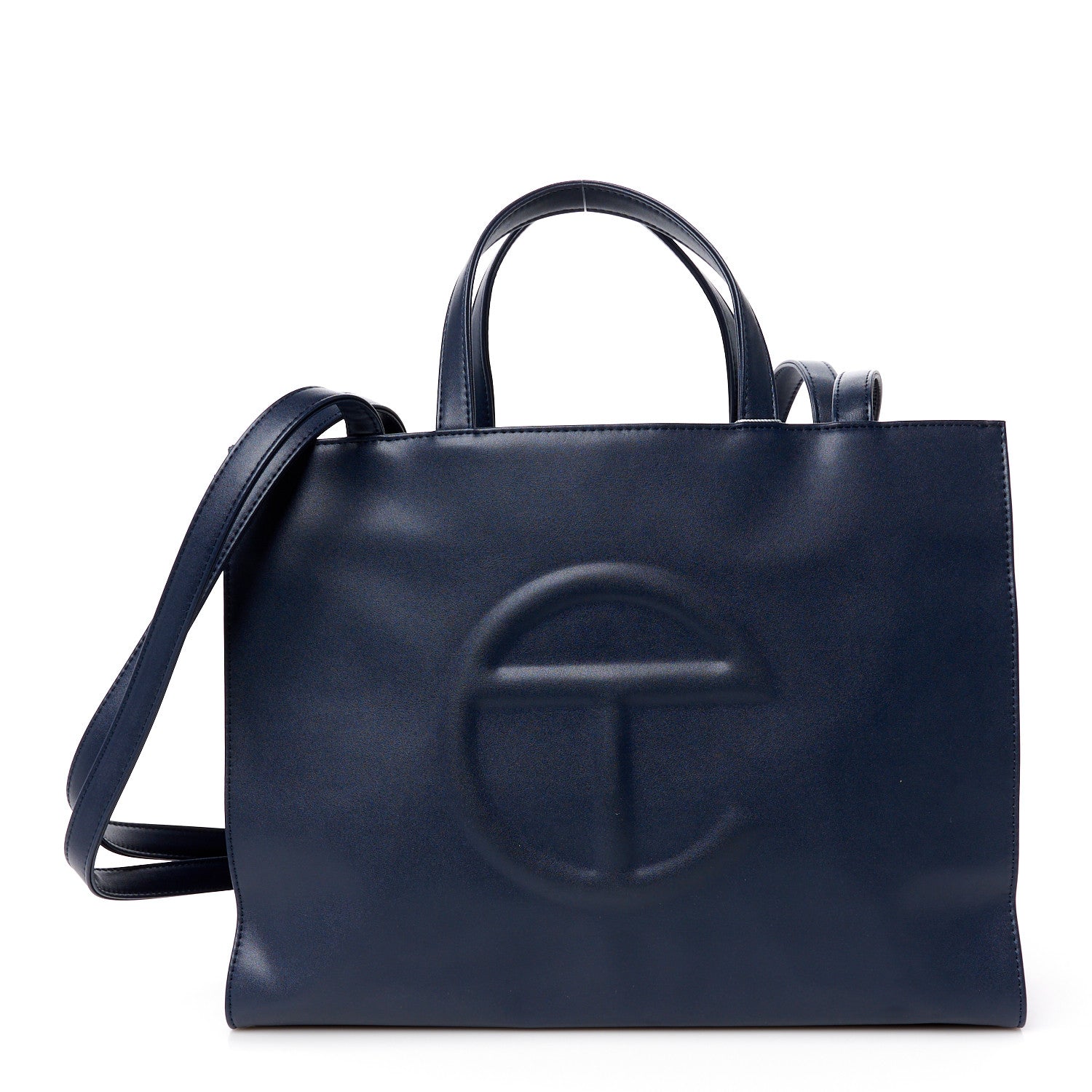 Telfar Vegan Leather Medium Shopping Bag Navy 1 of 10
