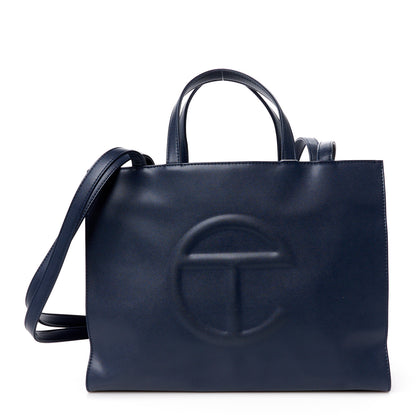 Telfar Vegan Leather Medium Shopping Bag Navy 1 of 10