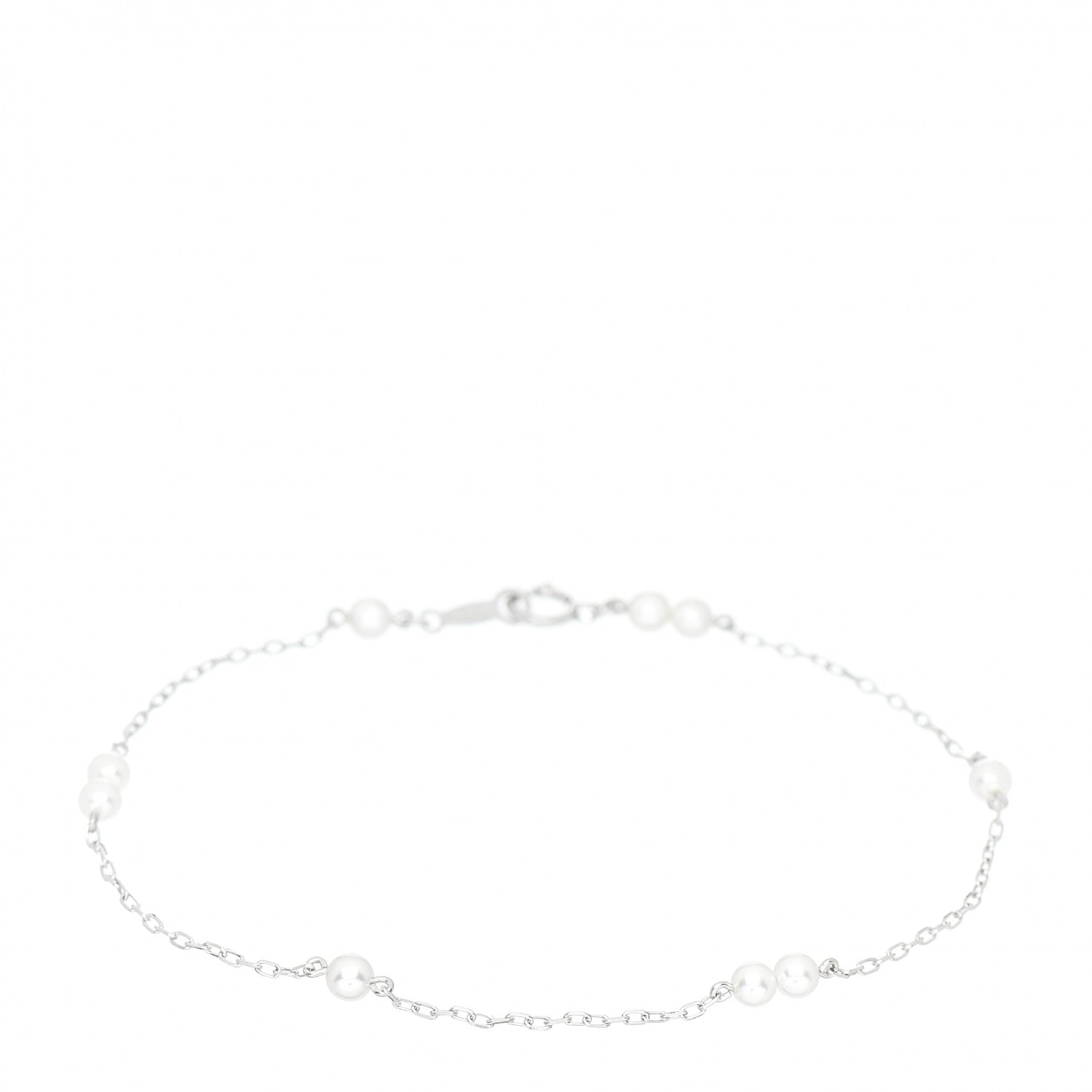 Mikimoto 18K White Gold Akoya Pearl 3-3.5mm Station Bracelet 1 of 3