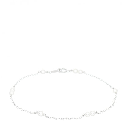 Mikimoto 18K White Gold Akoya Pearl 3-3.5mm Station Bracelet 1 of 3