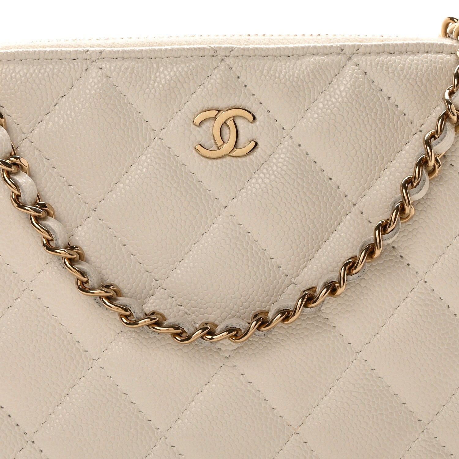 Chanel Caviar Quilted Classic Clutch With Chain White 8 of 11