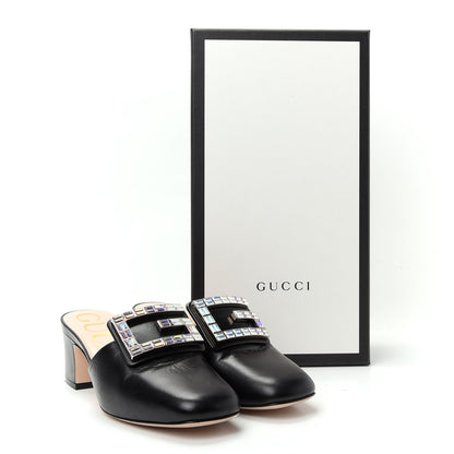 Gucci Malaga Kid Crystal Square G Madelyn Mules 35 Black 11 of 11
