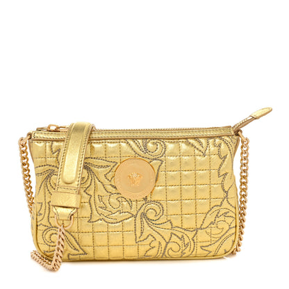 Versace Metallic Nappa Barocco Quilted Vanitas Chain Crossbody Bag Gold 1 of 9