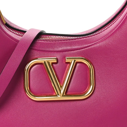 Valentino Garavani Calfskin Stud Sign Zip Hobo Rose Violet 7 of 9