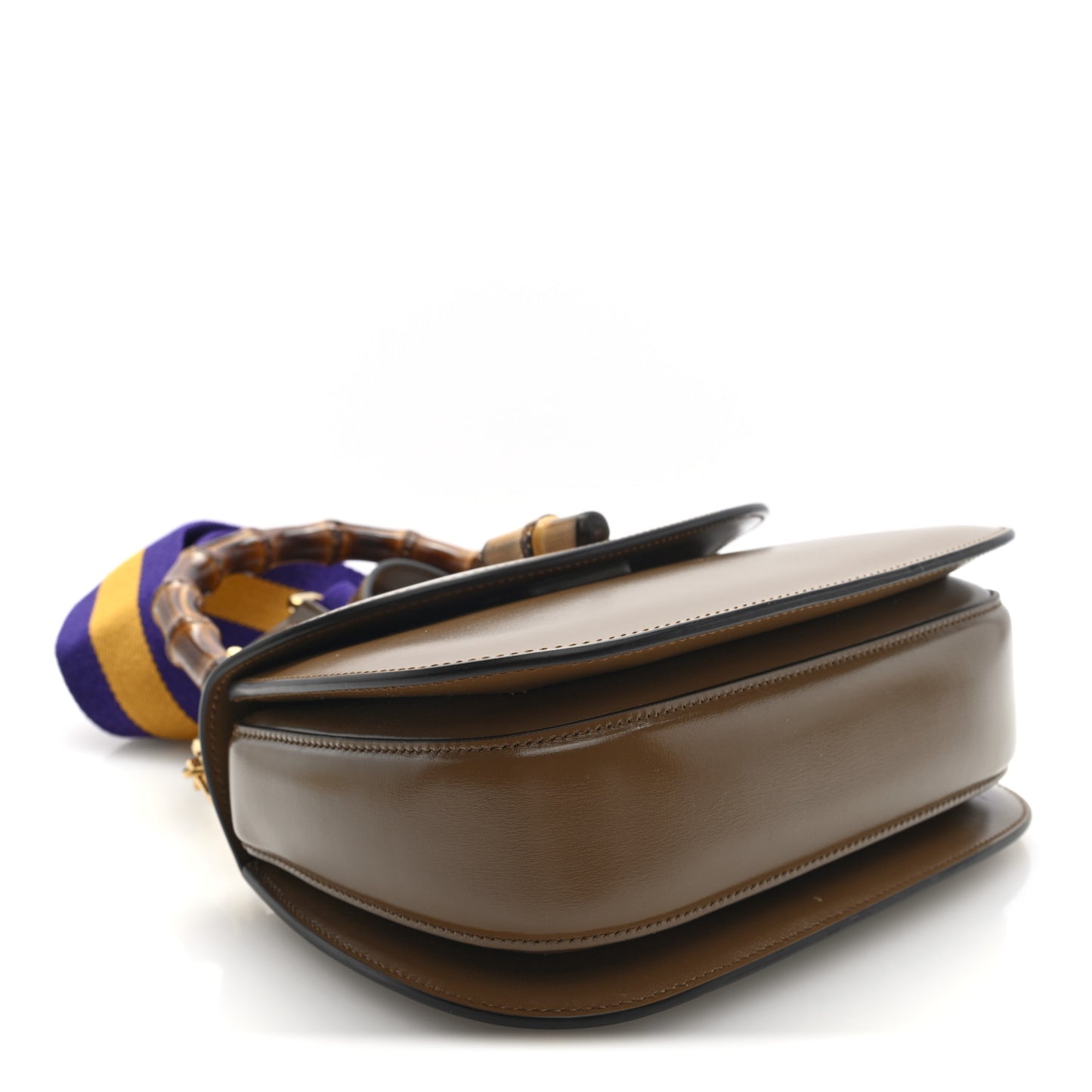 Boarded Dyana Lux Calfskin Web Small Bamboo 1947 Top Handle Bag Brown