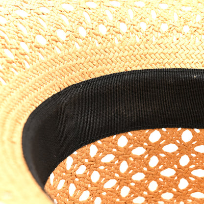 Christian Dior Straw Embroidered Bob Naughtily Large Brim Hat 57 Natural Black 12 of 12
