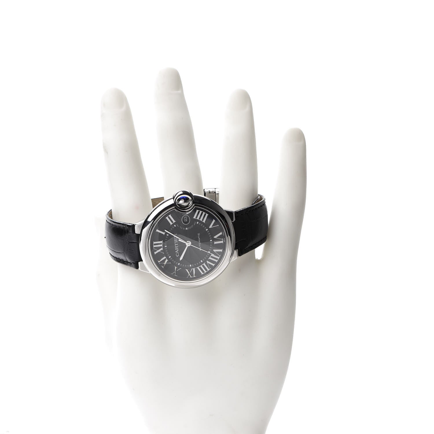 Cartier Stainless Steel Alligator 42mm Ballon Bleu De Automatic Watch Black 2 of 9