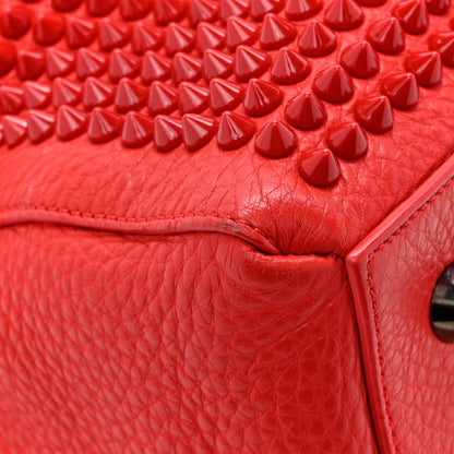 Christian Louboutin Grained Calfskin Studded Panettone Bowling Bag Rouge De Mars 10 of 12