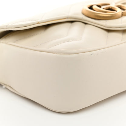 Gucci Calfskin Matelasse Super Mini GG Marmont Shoulder Bag White 9 of 10