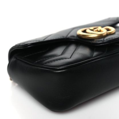 Gucci Calfskin Matelasse Super Mini GG Marmont Shoulder Bag Black 9 of 10