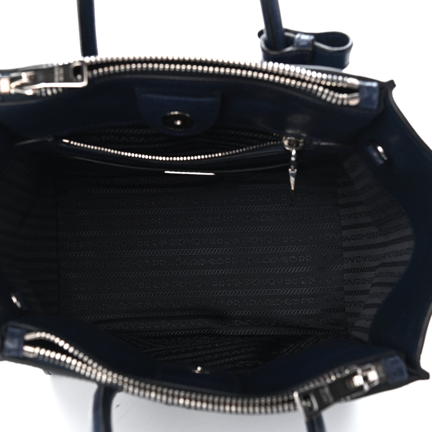Prada Glace Calf Small Twin Pocket Tote Baltico 5 of 9