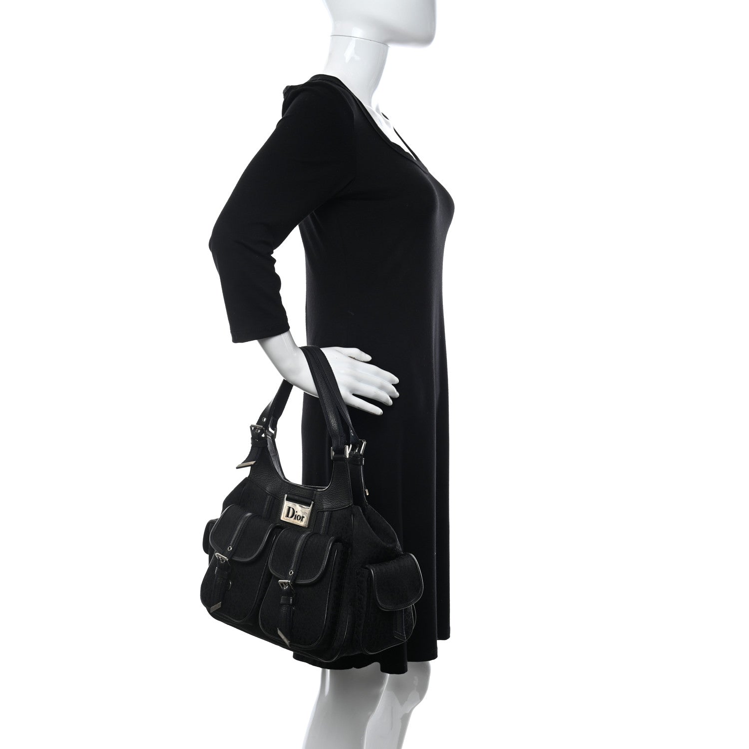 Christian Dior Monogram Pocket Satchel Black 2 of 10