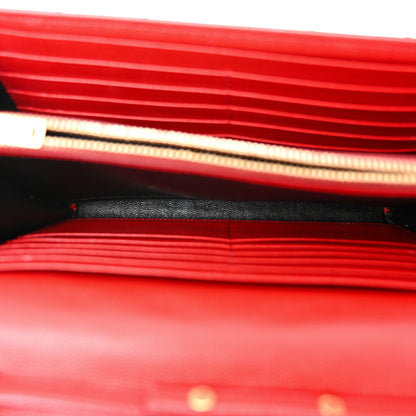 Saint Laurent Grain De Poudre Matelasse Chevron Monogram Chain Wallet Red 5 of 14