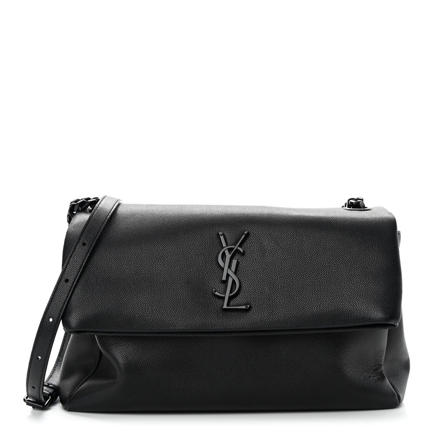 Saint Laurent Grain De Poudre Medium West Hollywood Monogram Fold-Over Black 1 of 12
