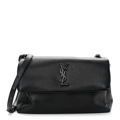 Saint Laurent Grain De Poudre Medium West Hollywood Monogram Fold-Over Black 1 of 12