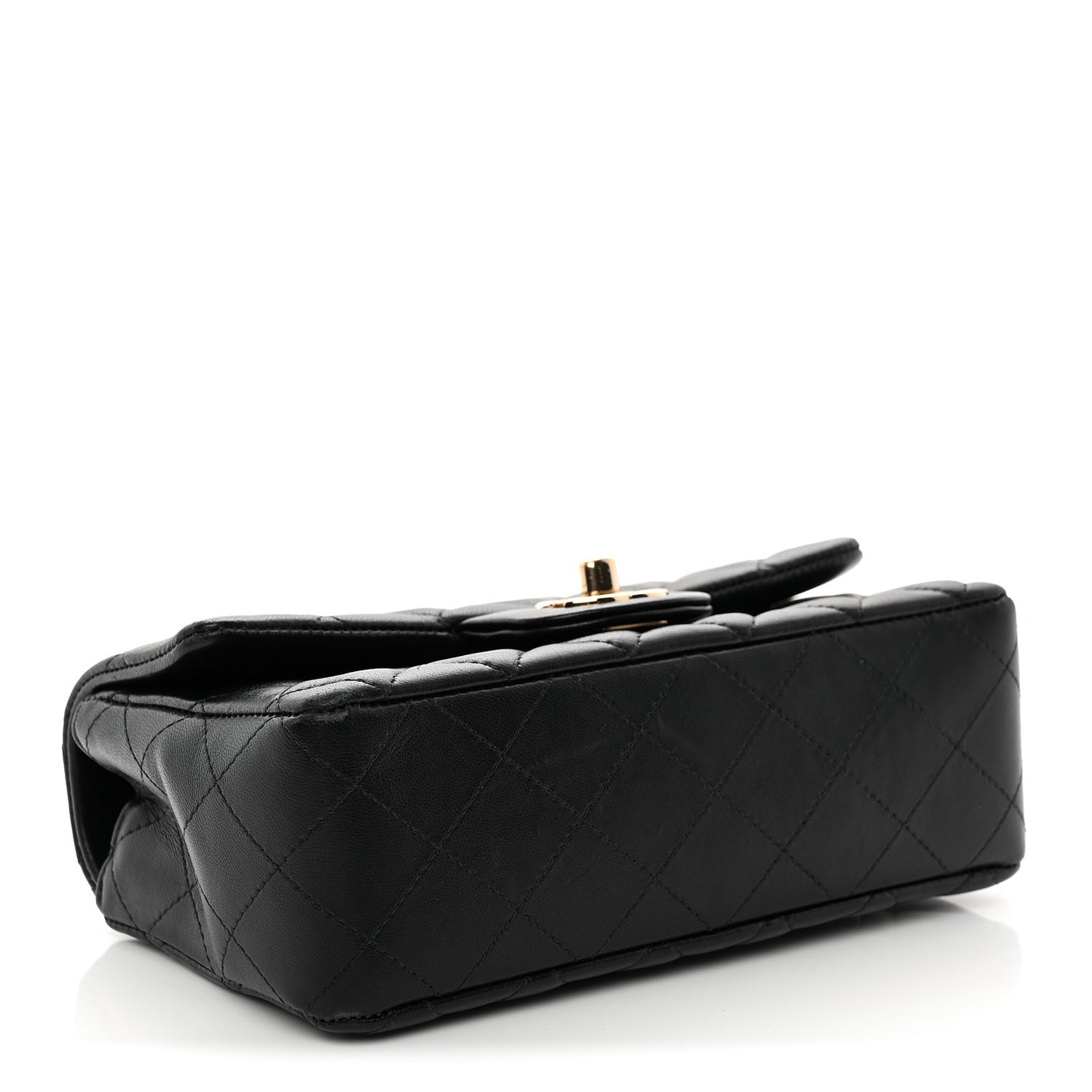Lambskin Quilted Mini Rectangular Flap Black