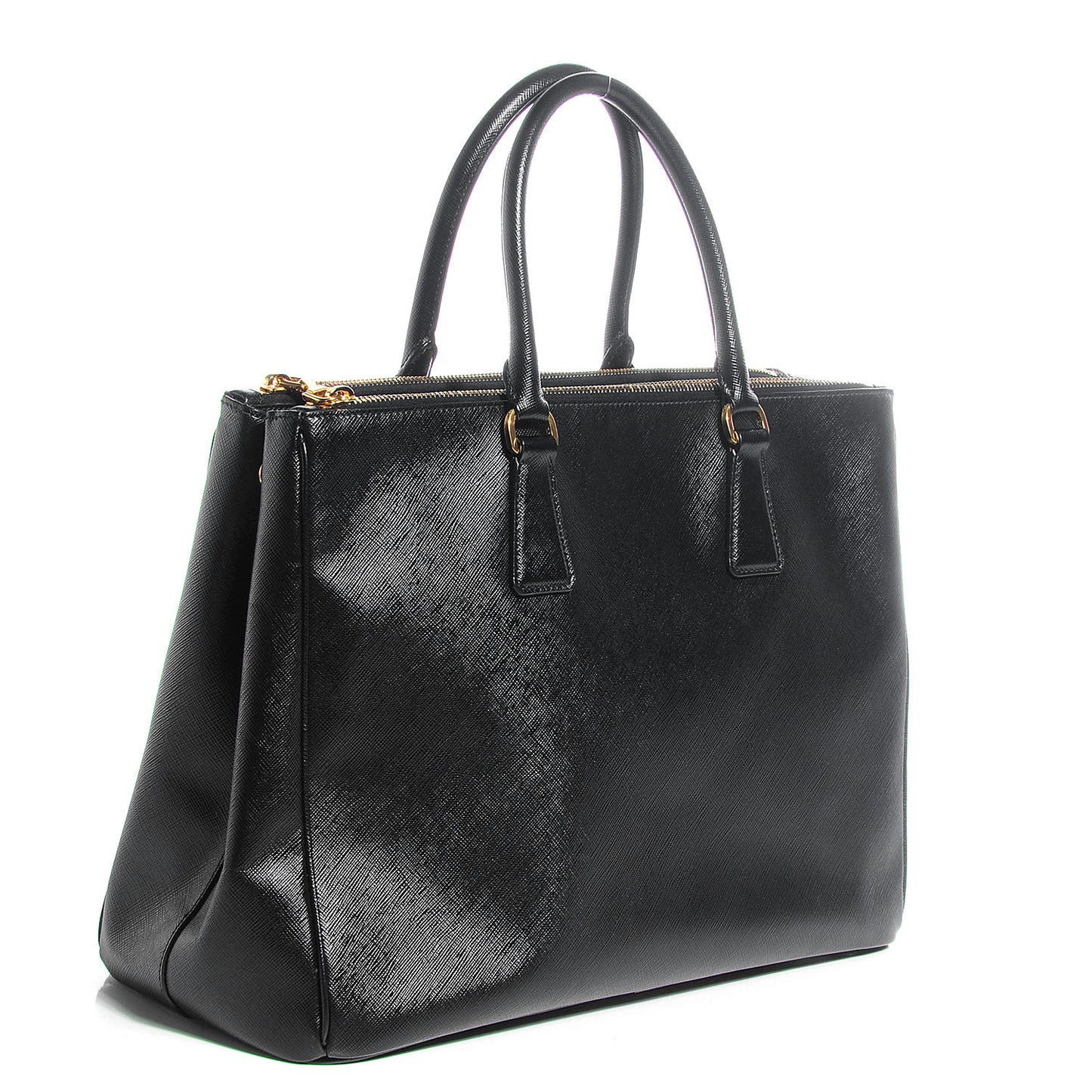Saffiano Lux Large Double Zip Tote Nero Black