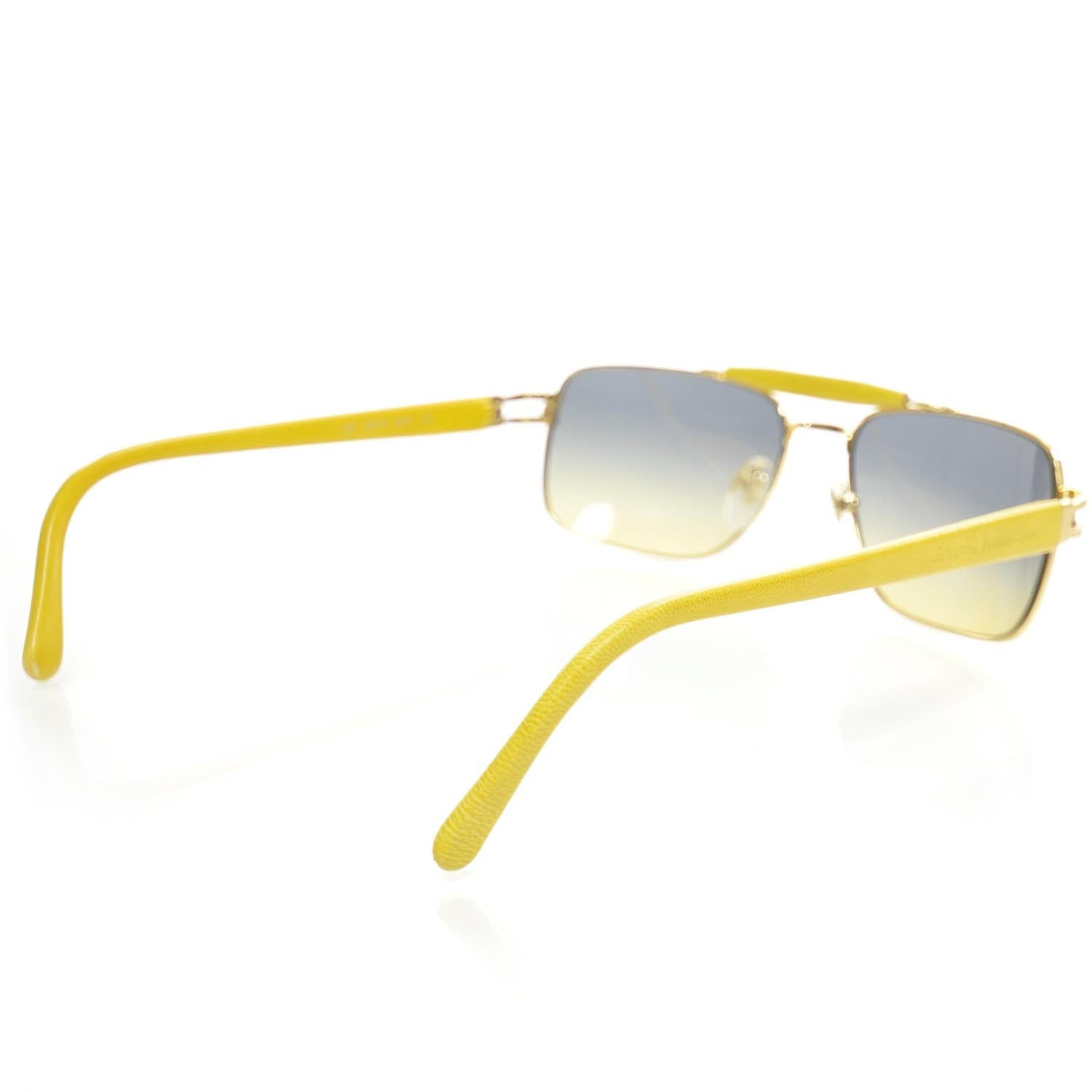 FASHIONPHILE SALVATOREFERRAGAMOLeatherAviatorSunglassesYellow 2 of 7