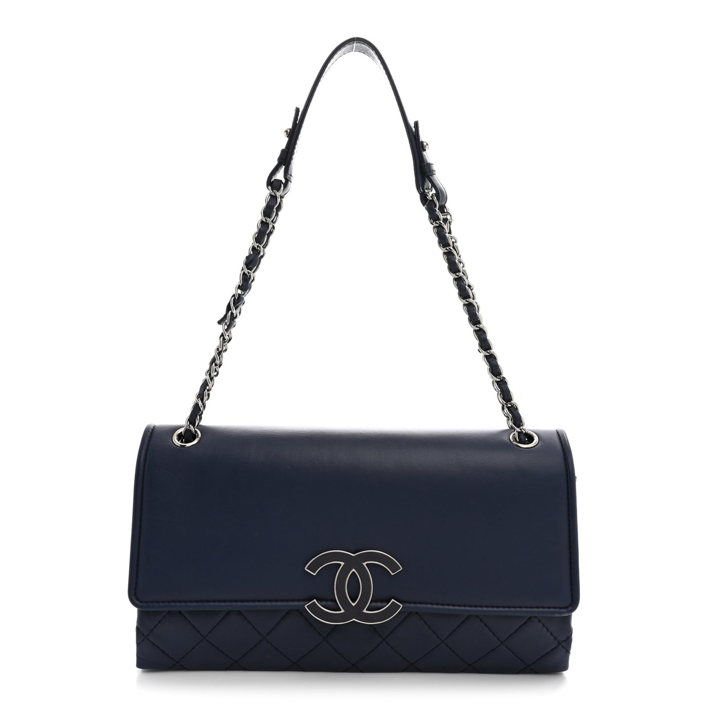 Distressed Calfskin Hamptons Accordion Flap Blue