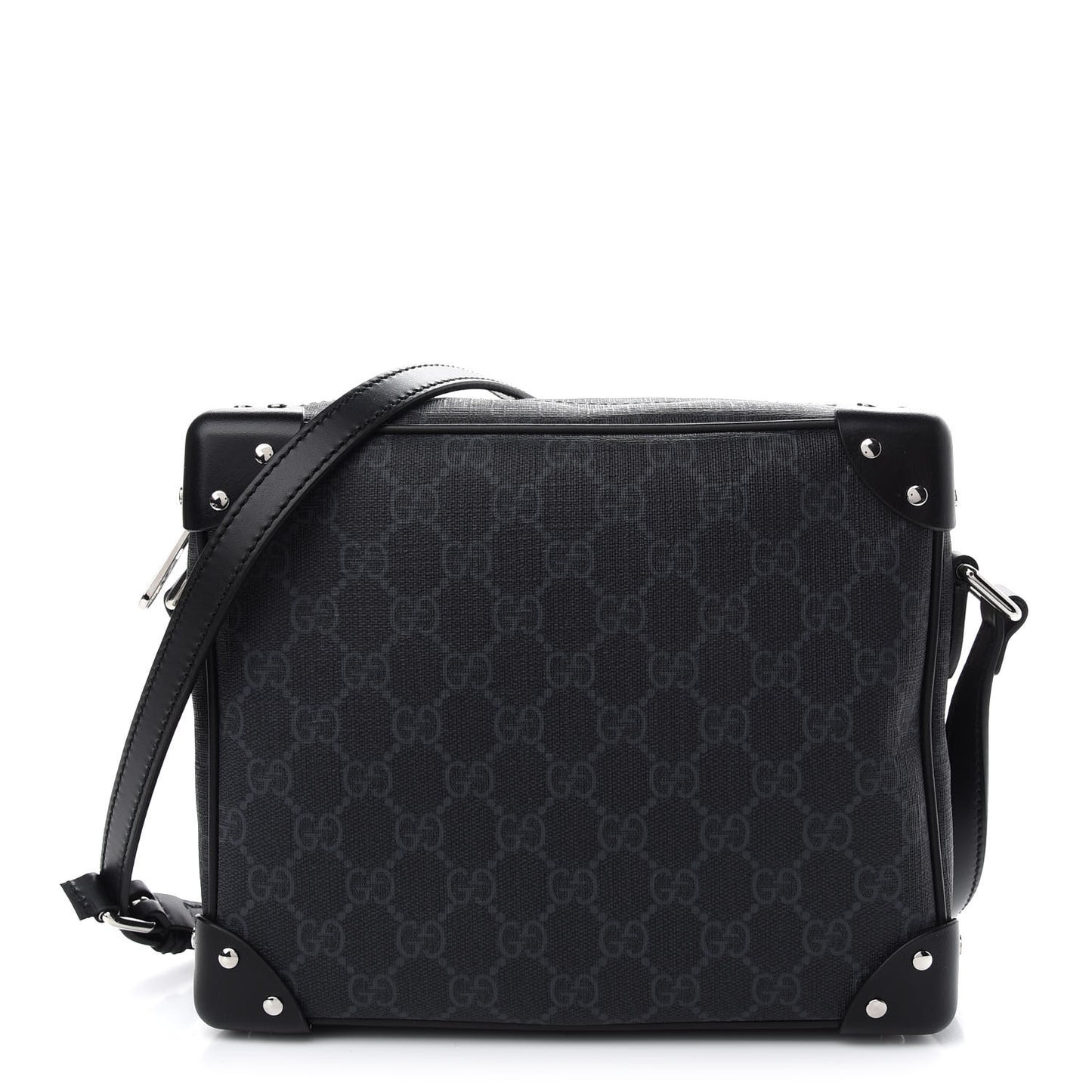 GG Supreme Monogram Selleria Calfskin Square Messenger Bag Black