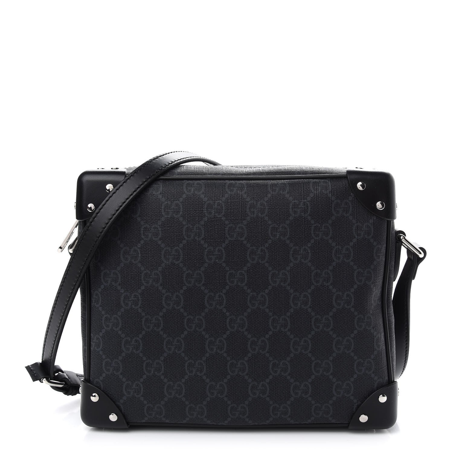 Gucci GG Supreme Monogram Selleria Calfskin Square Messenger Bag Black 1 of 9
