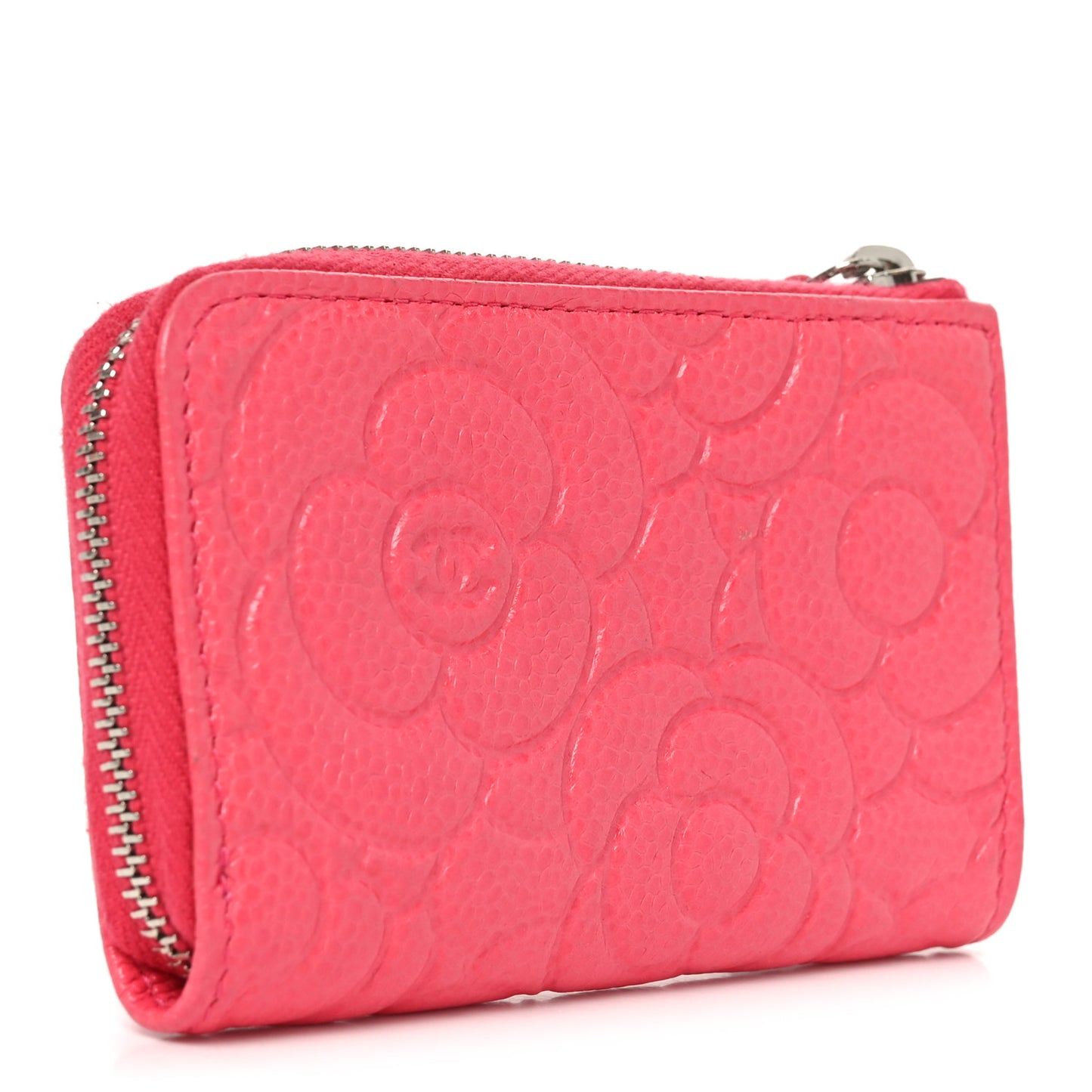 Caviar Camellia Embossed Key Holder Case Pink
