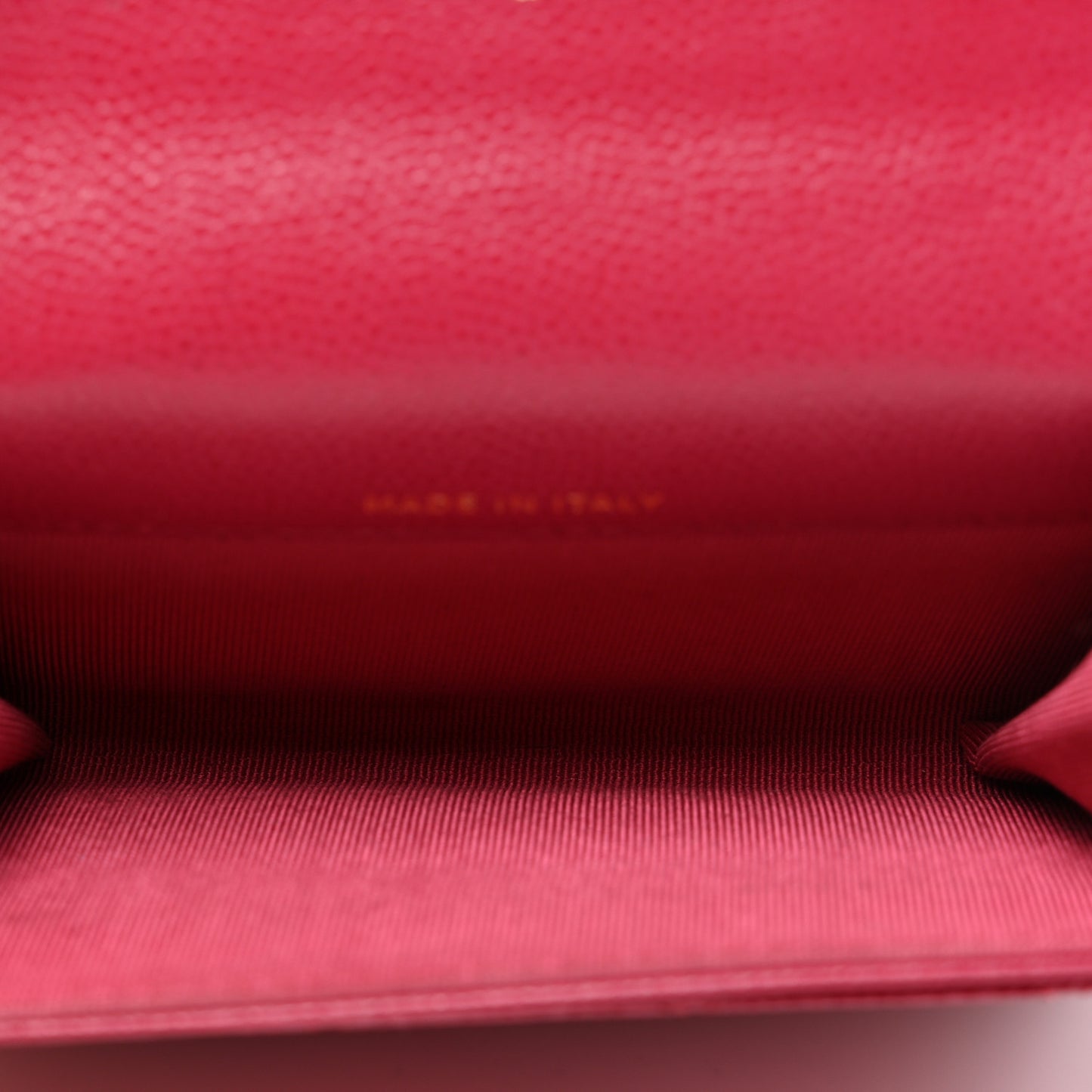 Caviar Quilted Flap Card Holder Wallet Dark Pink