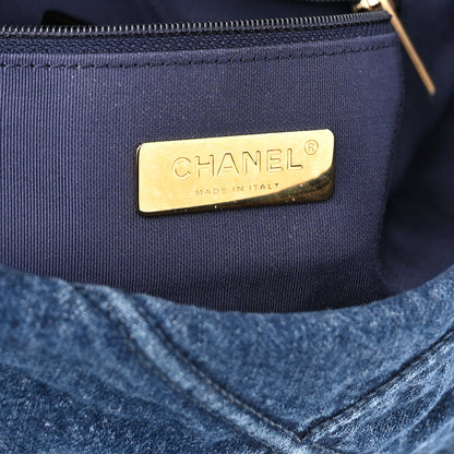 Chanel Denim Quilted Large Chanel 19 Flap Blue 6 of 10