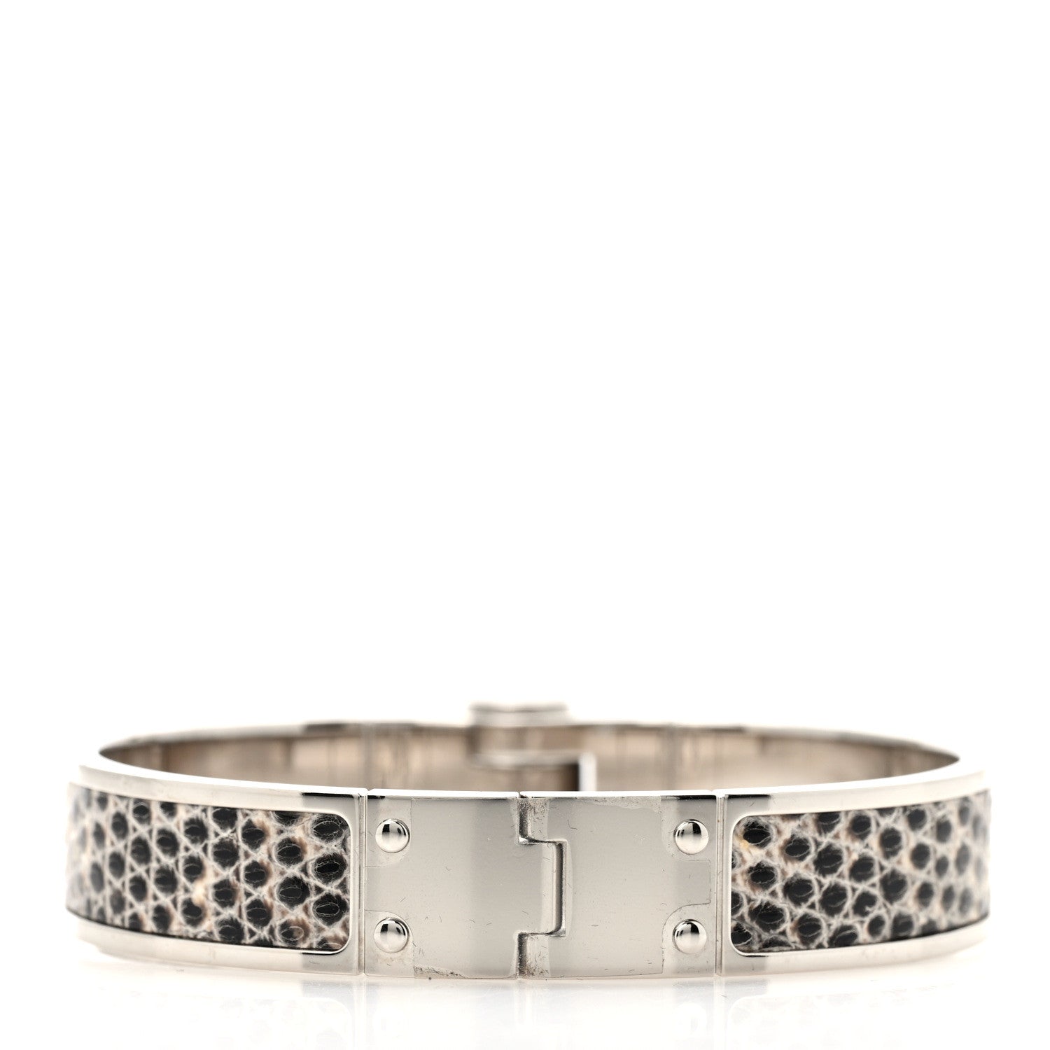 Hermes Lizard Charniere Cuir Narrow Hinged Bracelet M Ombre 3 of 5