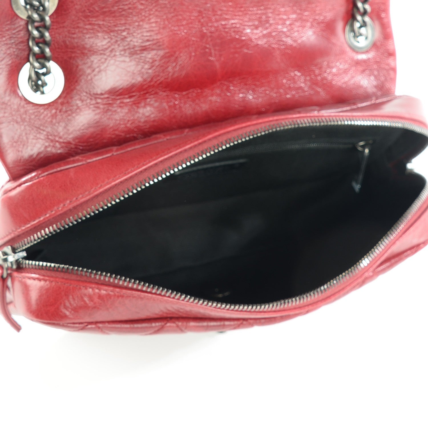 Chanel Glazed Calfskin Quilted Medium Duo Color Flap Dark Red 5 of 8