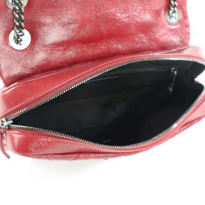 Chanel Glazed Calfskin Quilted Medium Duo Color Flap Dark Red 5 of 8