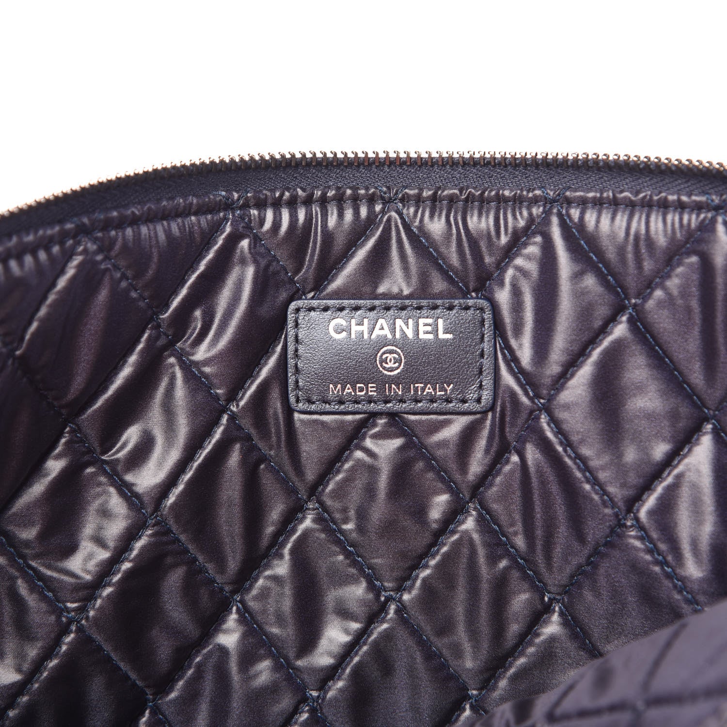 Chanel Metallic Caviar Quilted Large Boy Cosmetic Case Navy 6 of 7