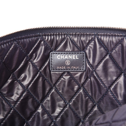 Chanel Metallic Caviar Quilted Large Boy Cosmetic Case Navy 6 of 7