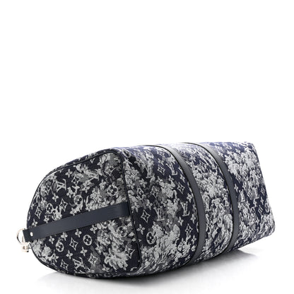 Louis Vuitton Monogram Tapestry Keepall Bandouliere 50 Bleu 4 of 10