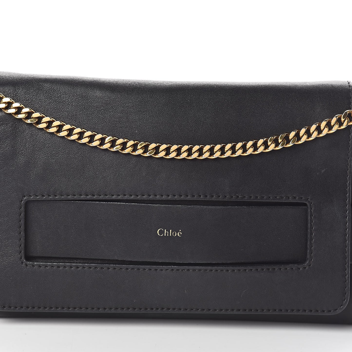 Lambskin Medium Elle Chain Clutch Black
