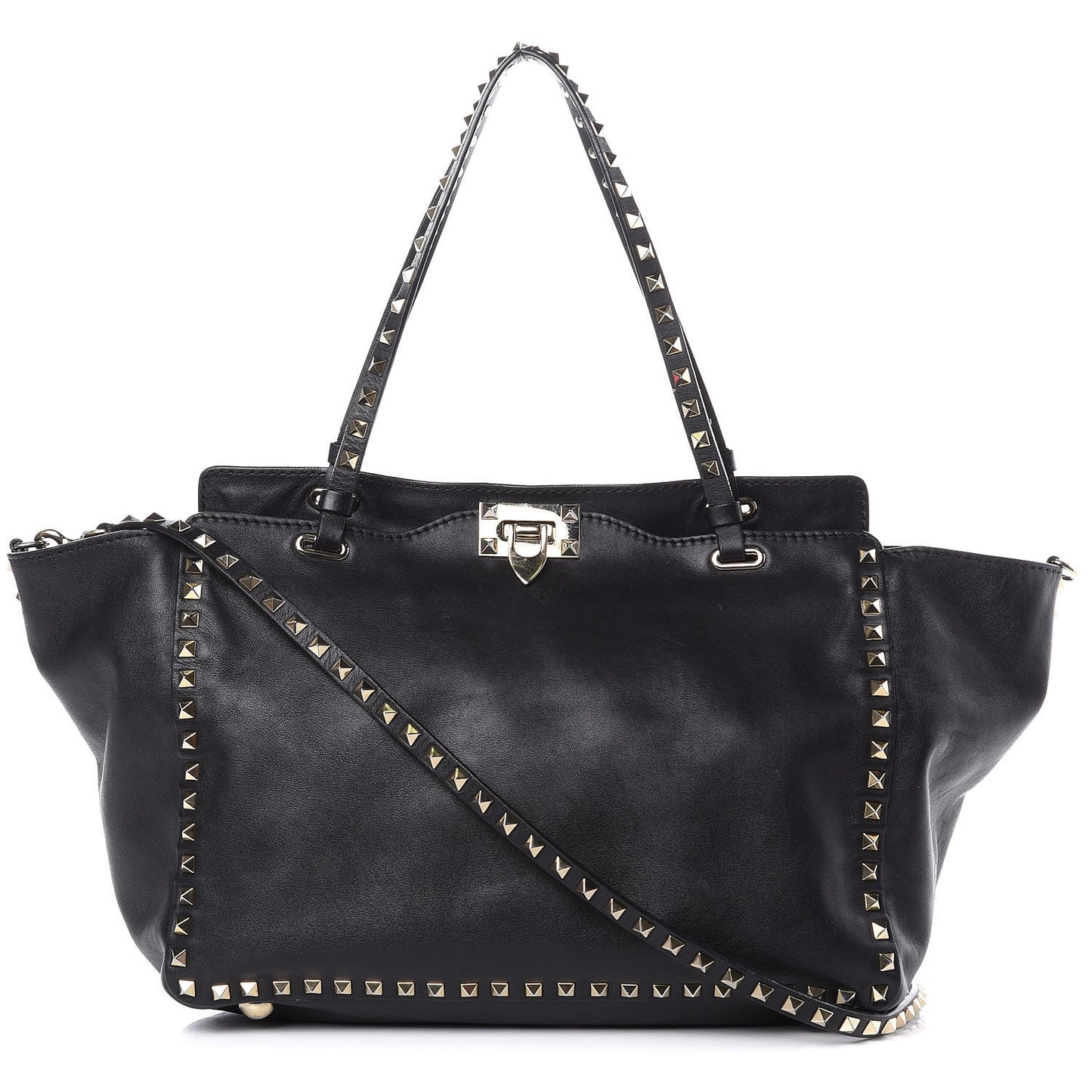 Vitello Medium Rockstud Tote Black