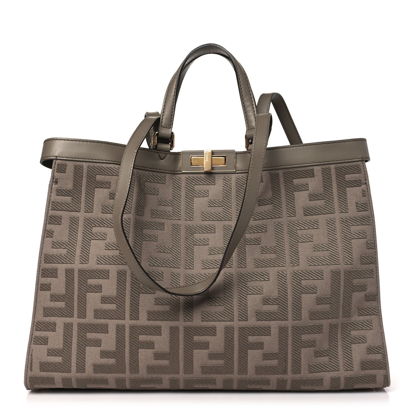 Canvas Vitello King FF Embroidered Medium Peekaboo X-Tote Tartufo