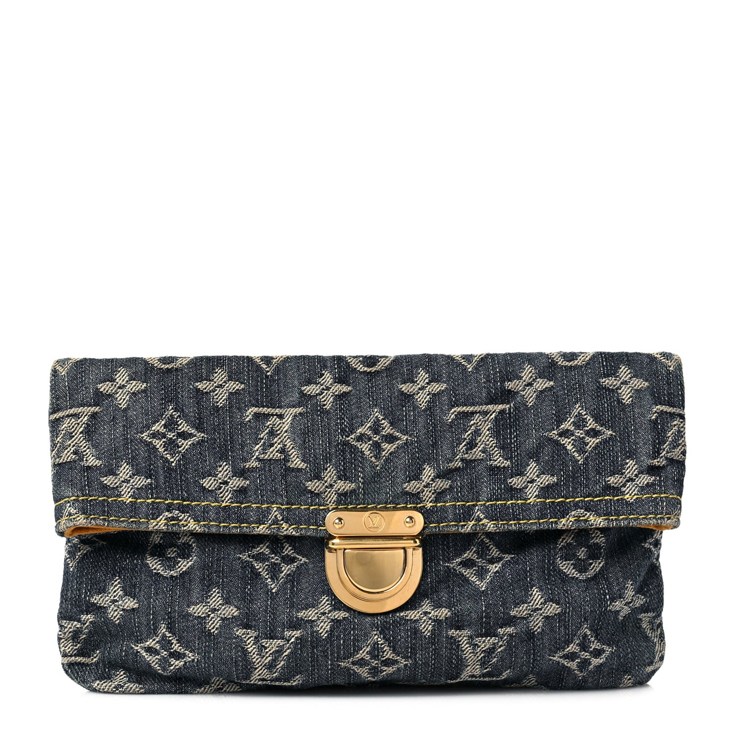 Monogram Denim Pochette Plat Clutch Blue