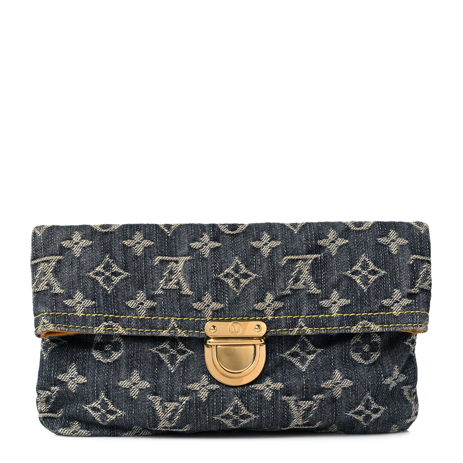 Louis Vuitton Monogram Denim Pochette Plat Clutch Blue 1 of 8