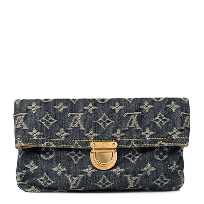 Louis Vuitton Monogram Denim Pochette Plat Clutch Blue 1 of 8