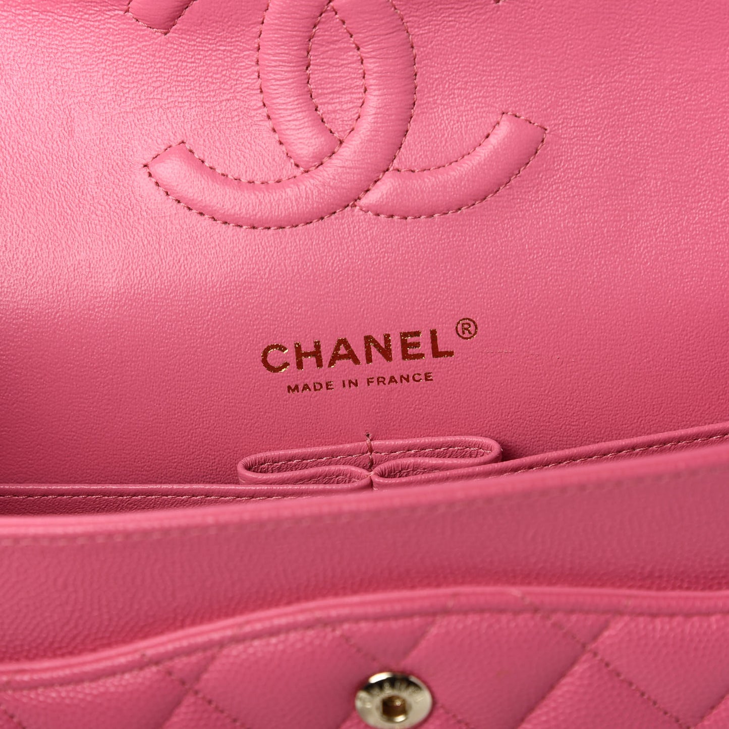 Caviar Quilted Medium Double Flap Pink