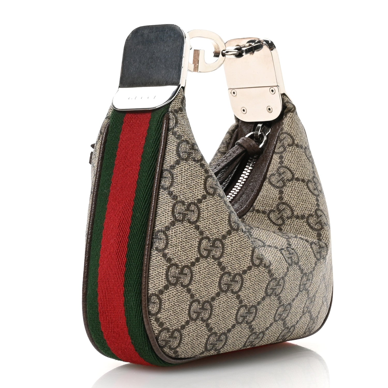 Gucci GG Supreme Monogram Textured Dollar Calfskin Web Mini Attache Bag Beige Ebony New Acero 3 of 10