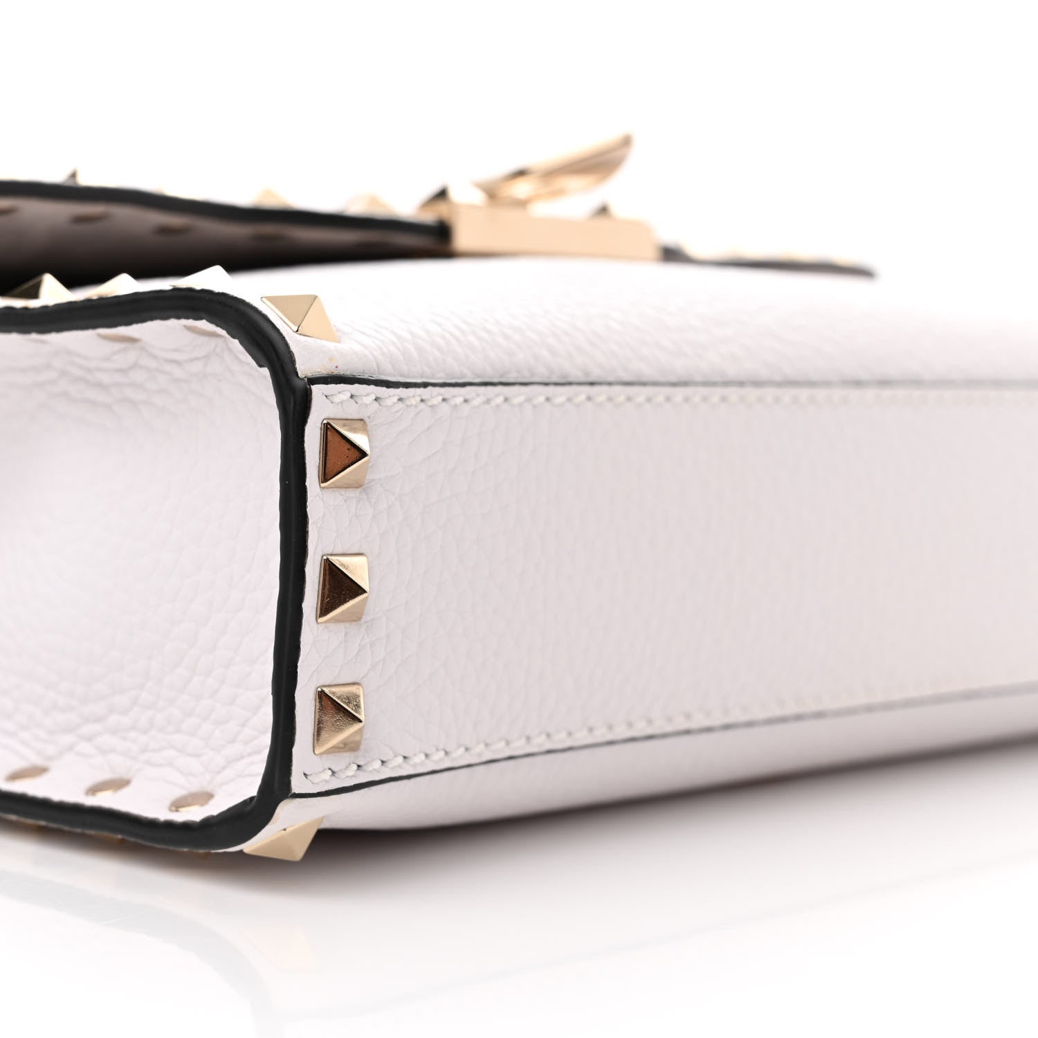 Valentino Garavani Pebbled Calfskin Medium Rockstud Flip Lock Crossbody Bag White 8 of 12