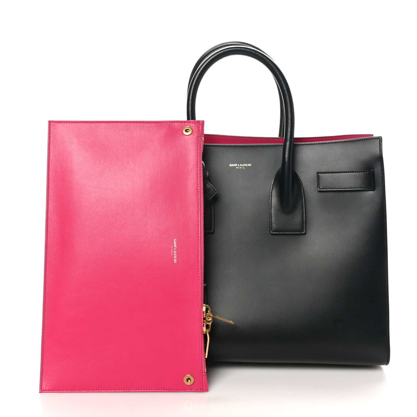 Calfskin Small Sac De Jour Black Fuchsia