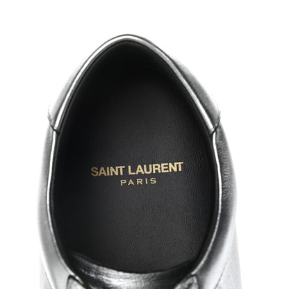 Saint Laurent Metallic Calfskin Womens Court Classic Sneakers 39.5 Silver 8 of 9