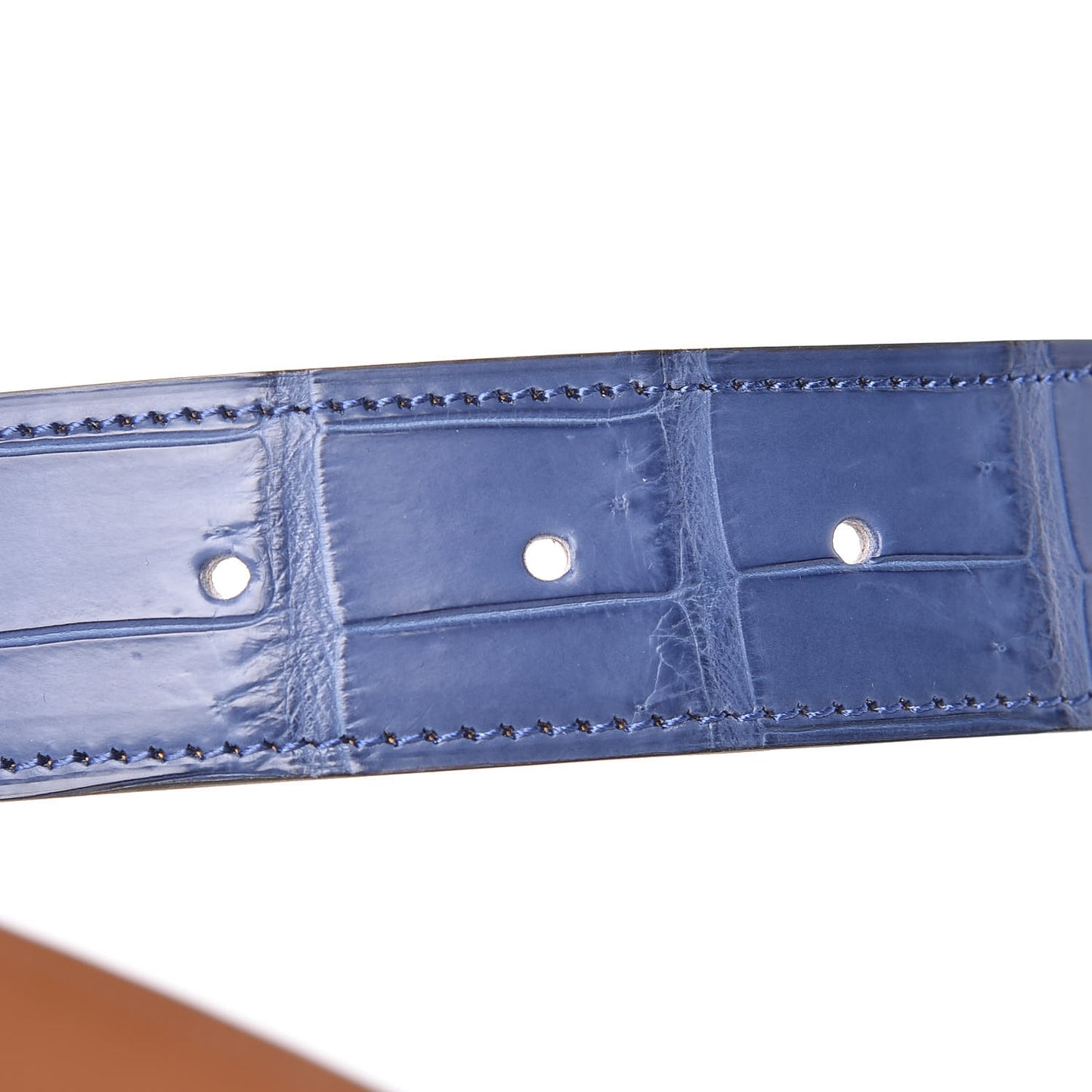 Matte Porosus Crocodile 32mm Philippine Belt 90 Bleu Brighton