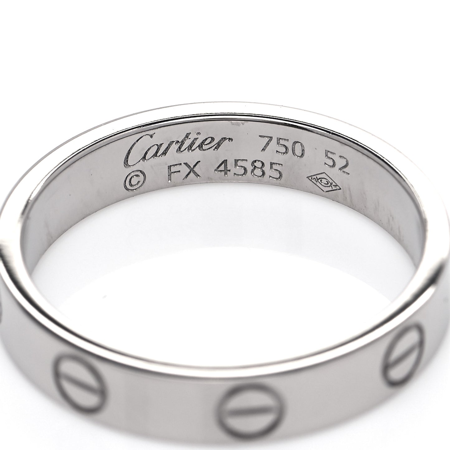 18K White Gold 3.5mm LOVE Wedding Band Ring 52 6