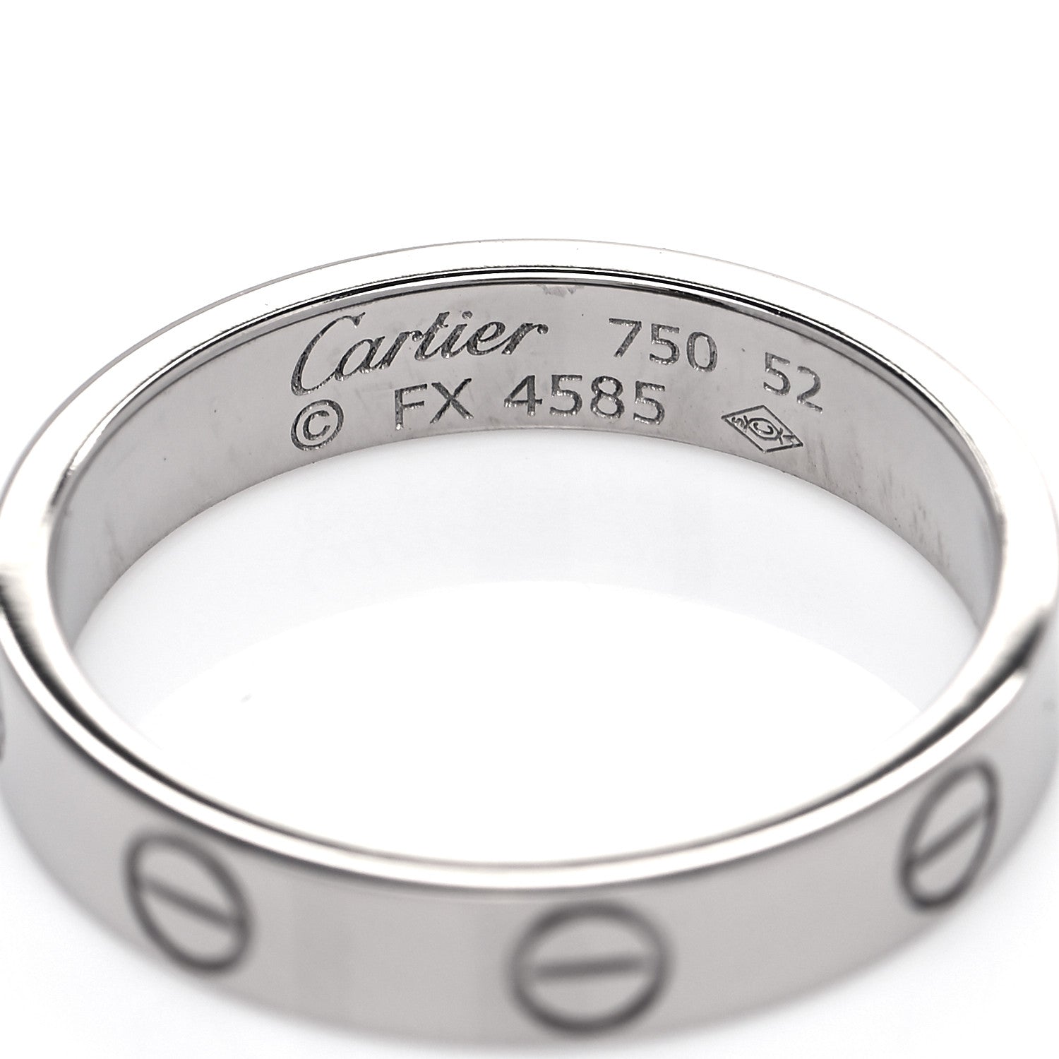 Cartier 18K White Gold 3.5mm LOVE Wedding Band Ring 52 6 8 of 8