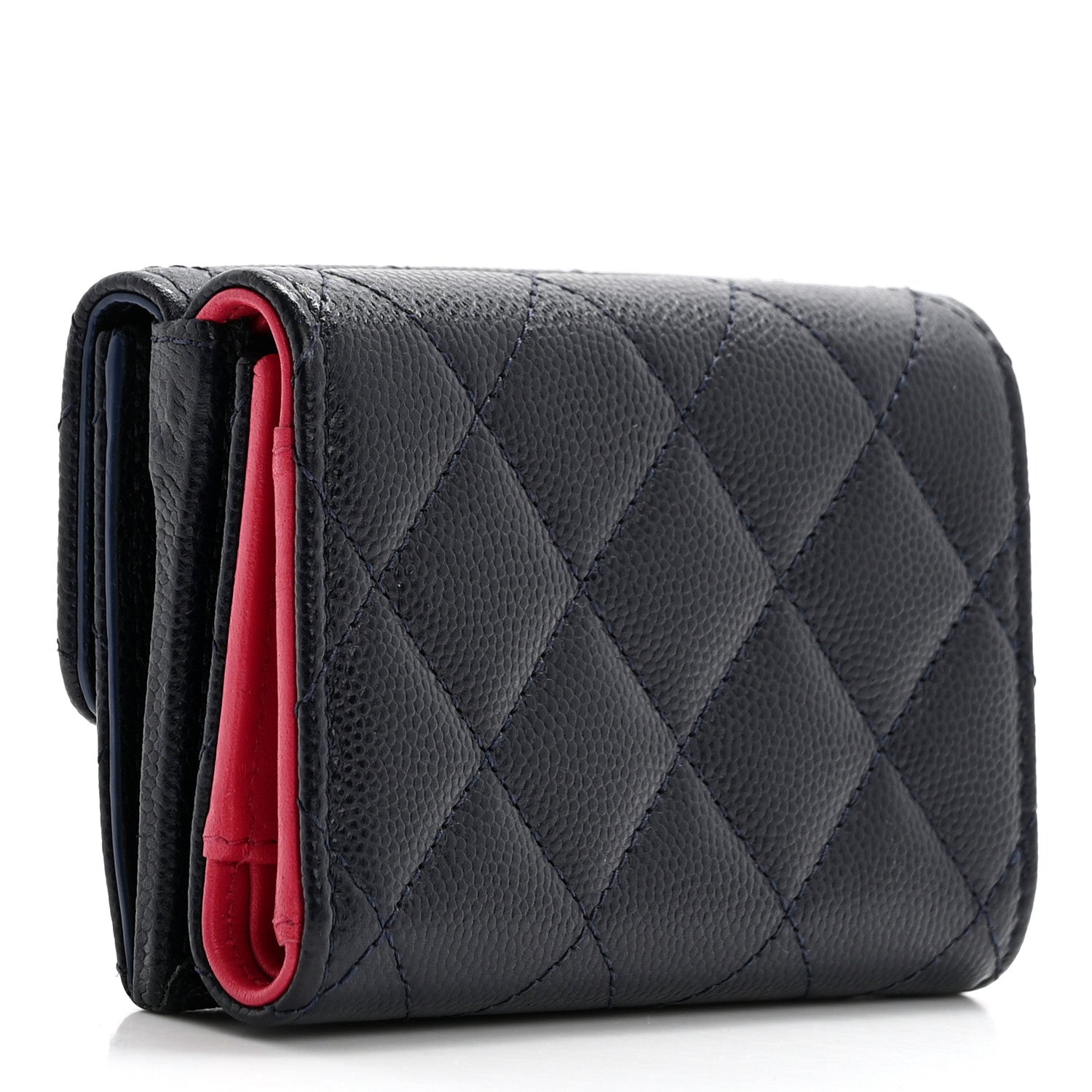 Chanel Caviar Metal Perforated Quilted Small CC Flap Wallet Navy 3 of 14