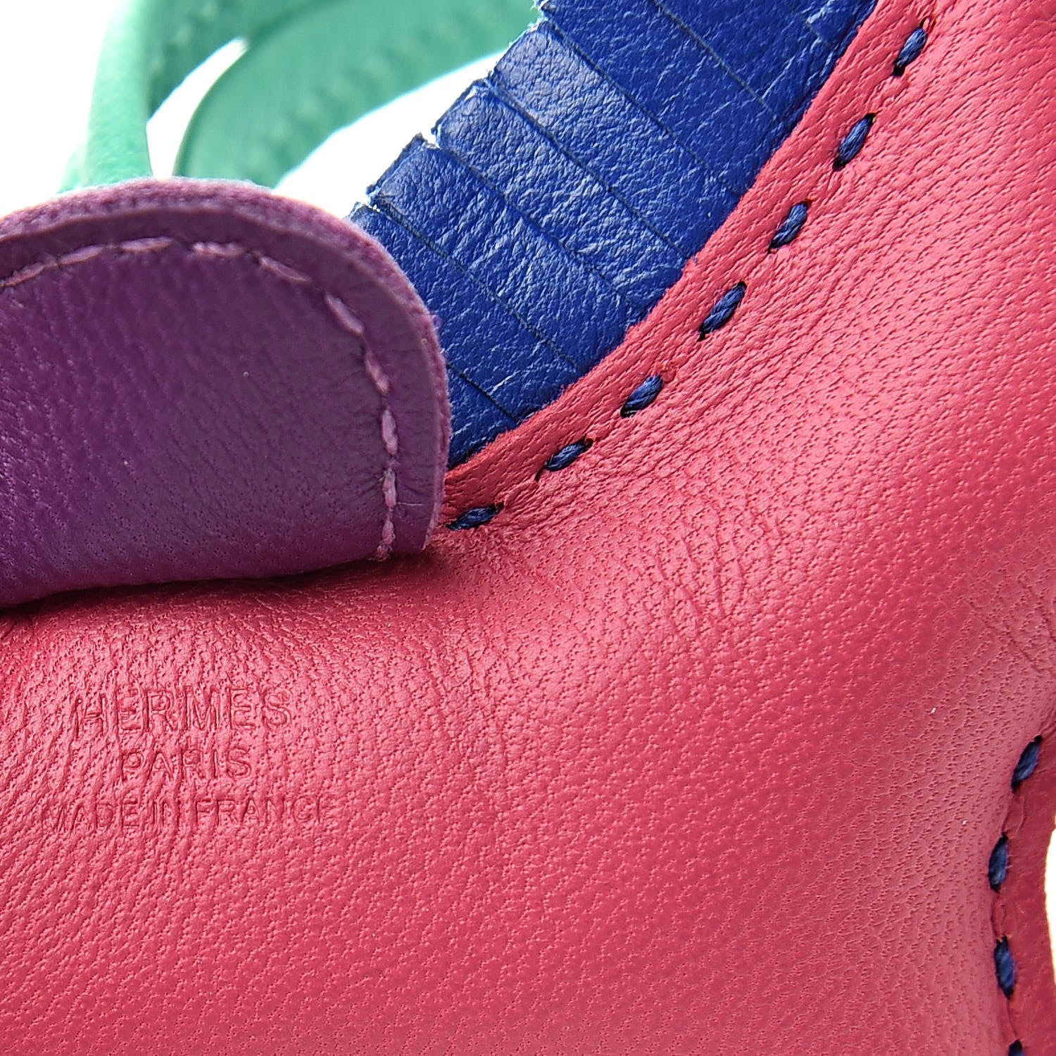 Hermes Milo Lambskin Grigri Rodeo Horse Bag Charm PM Rose Shocking Bleu Azteque Bleu Electrique Menthe Soufre Violet 3 of 4